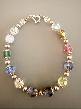 Sterling Silver Crystal Bracelet Heart Clasp SO PRETTY 🦋